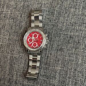BREIL Silver and Red Chronograph Watch